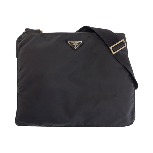 PRADA Shoulder Bag Nylon Black SilverMetal Crossbody Shoulder Bag Messenger Bag Test Triangle With logo Women Used Authentic