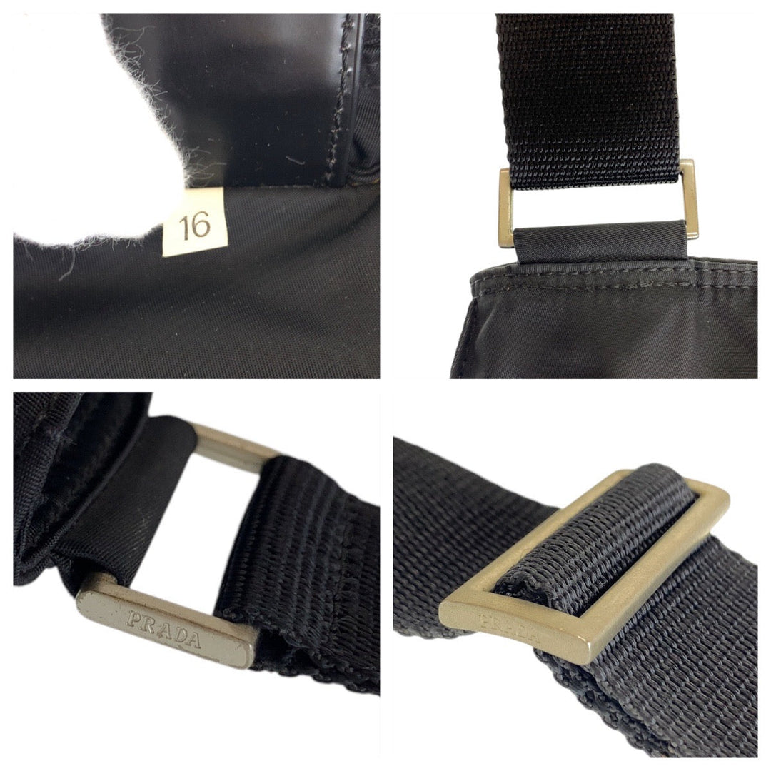 PRADA Shoulder Bag Nylon Black SilverMetal Crossbody Shoulder Bag Messenger Bag Test Triangle With logo Women Used Authentic