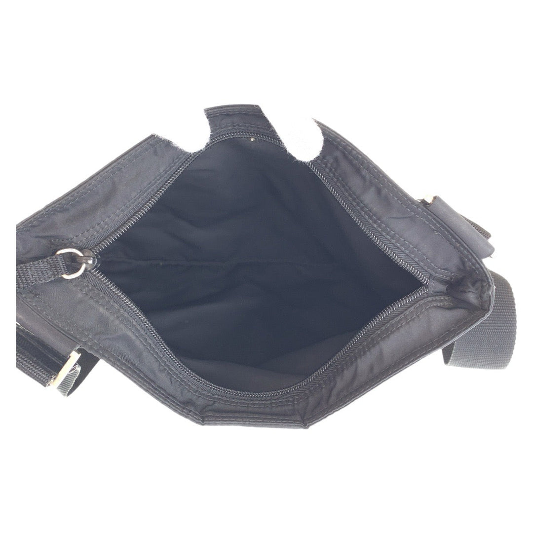 PRADA Shoulder Bag Nylon Black SilverMetal Crossbody Shoulder Bag Messenger Bag Test Triangle With logo Women Used Authentic