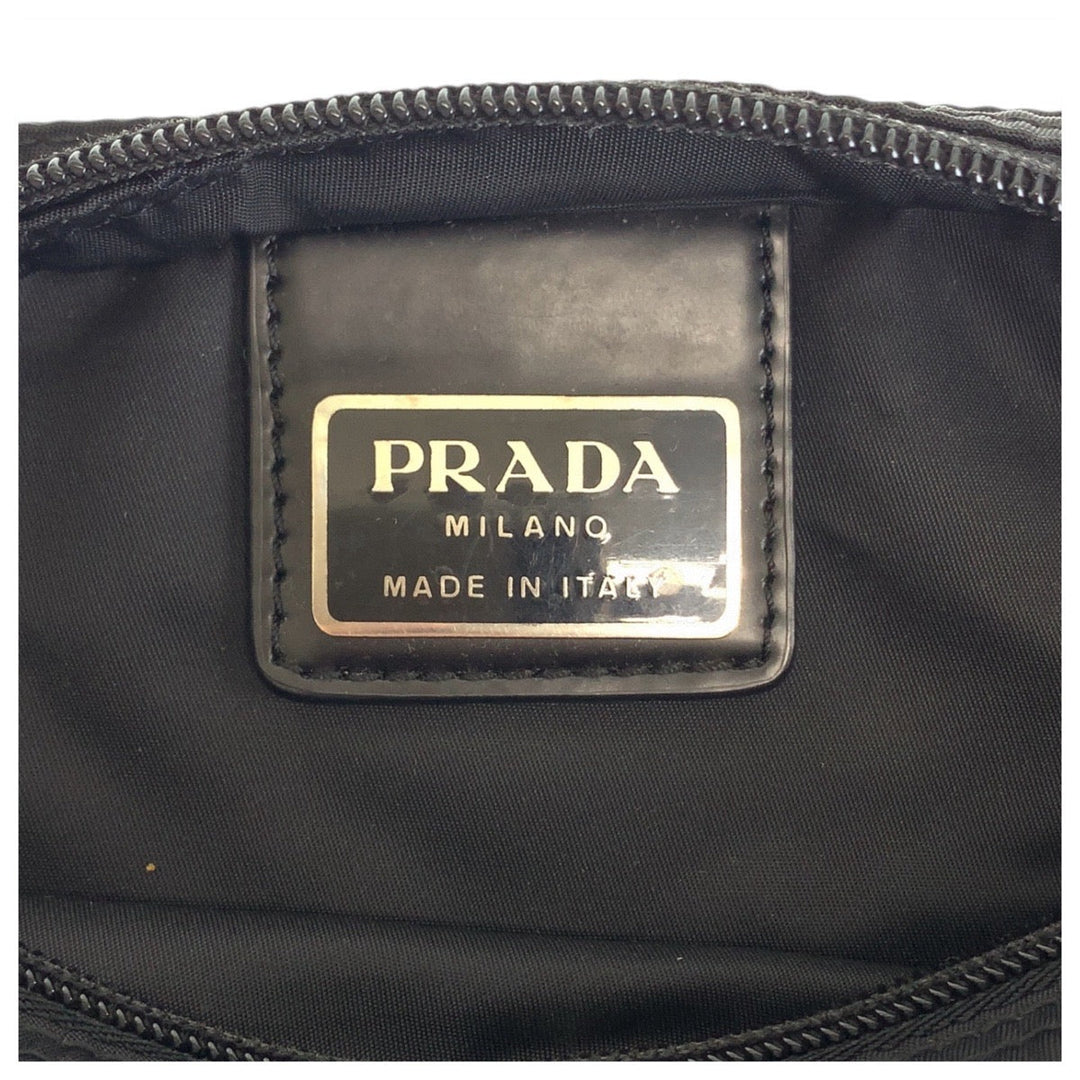 PRADA Shoulder Bag Nylon Black SilverMetal Crossbody Shoulder Bag Messenger Bag Test Triangle With logo Women Used Authentic