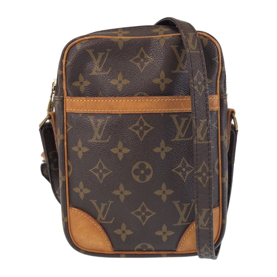 LOUIS VUITTON Shoulder Bag M45266 PVC, Leather Brown Gold Metal Crossbody Shoulder Bag Pochette Monogram Danube Women Used Authentic