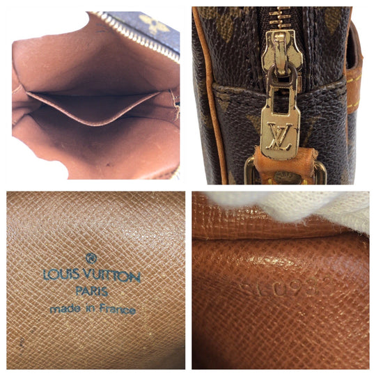 LOUIS VUITTON Shoulder Bag M45266 PVC, Leather Brown Gold Metal Crossbody Shoulder Bag Pochette Monogram Danube Women Used Authentic