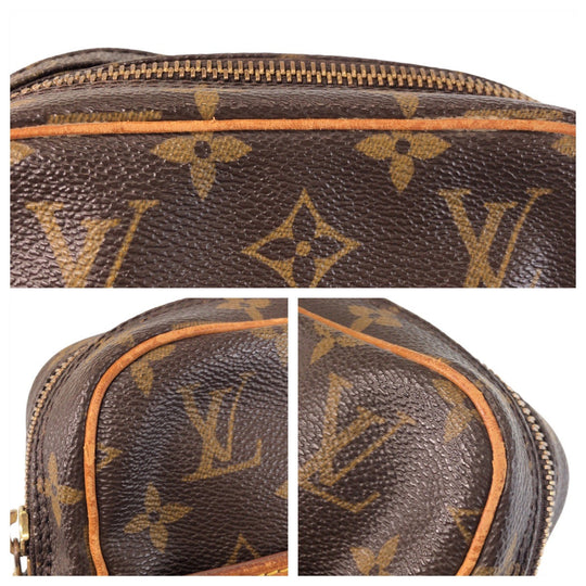 LOUIS VUITTON Shoulder Bag M45266 PVC, Leather Brown Gold Metal Crossbody Shoulder Bag Pochette Monogram Danube Women Used Authentic