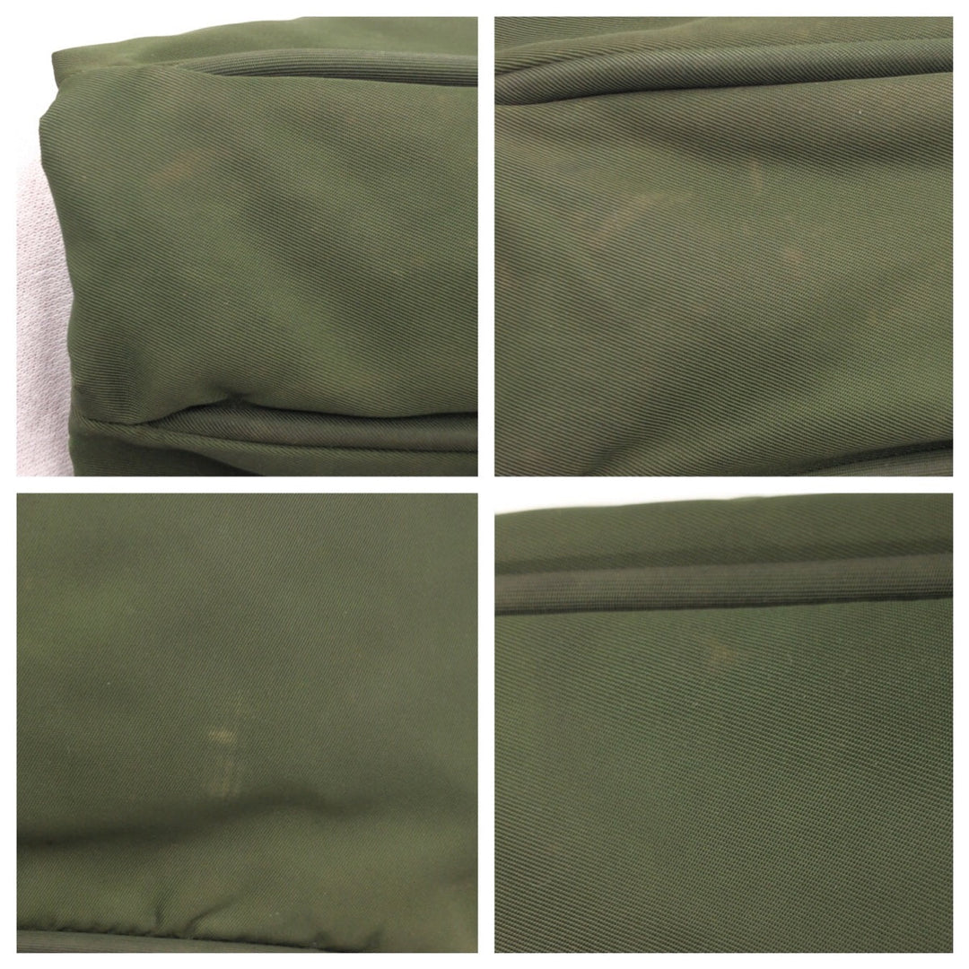 PRADA Tote Bag Nylon khaki Tote Bag Shoulder Bag Test Triangular logo Women Used Authentic