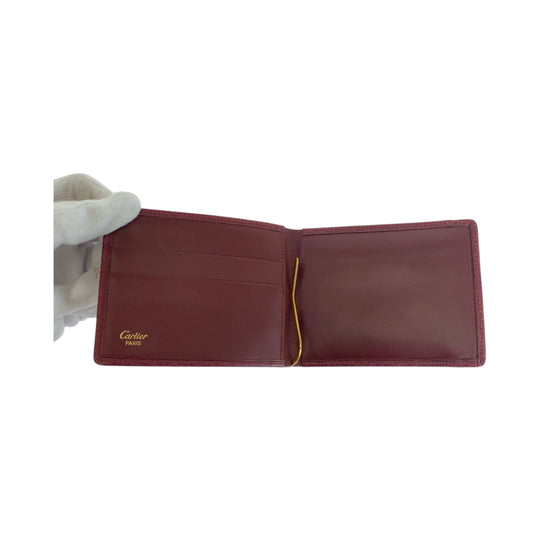 CARTIER Bifold Wallet leather Bordeaux Must Line Money clip