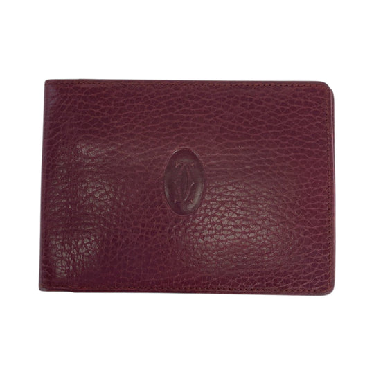 CARTIER Bifold Wallet leather Bordeaux Must Line Money clip