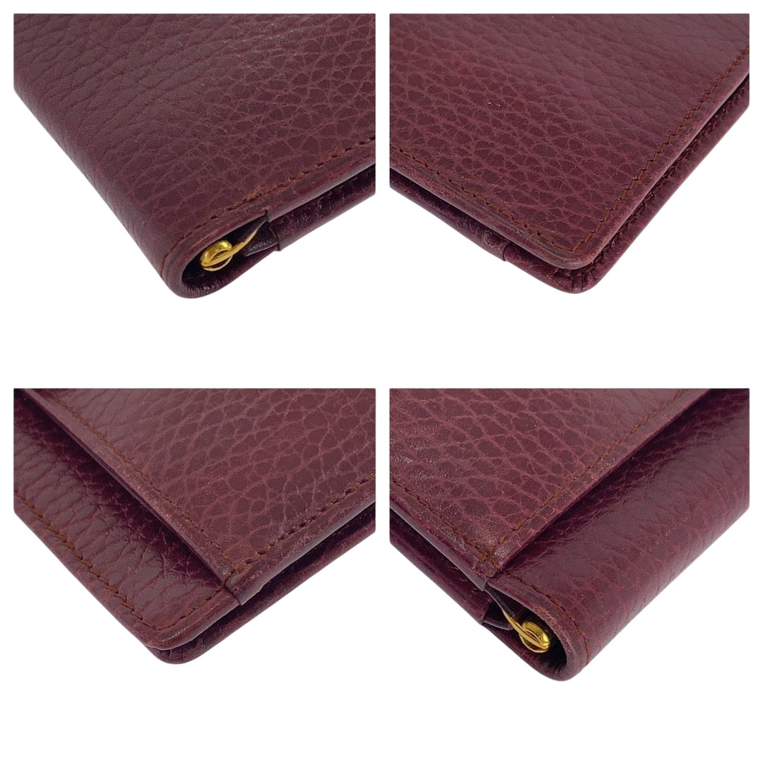 CARTIER Bifold Wallet leather Bordeaux Must Line Money clip