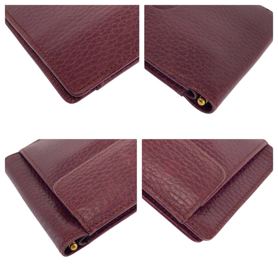 CARTIER Bifold Wallet leather Bordeaux Must Line Money clip