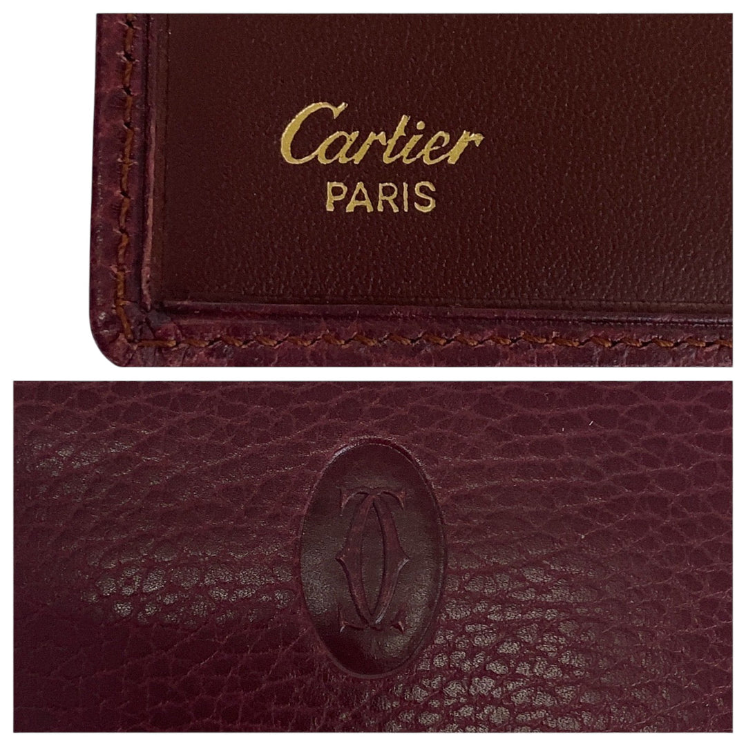 CARTIER Bifold Wallet leather Bordeaux Must Line Money clip
