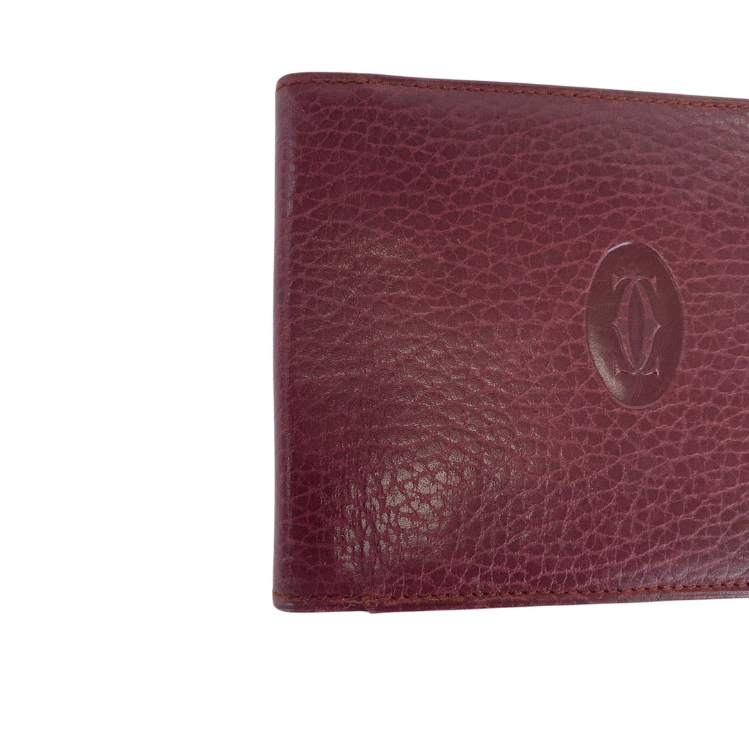 CARTIER Bifold Wallet leather Bordeaux Must Line Money clip
