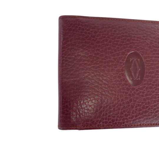 CARTIER Bifold Wallet leather Bordeaux Must Line Money clip