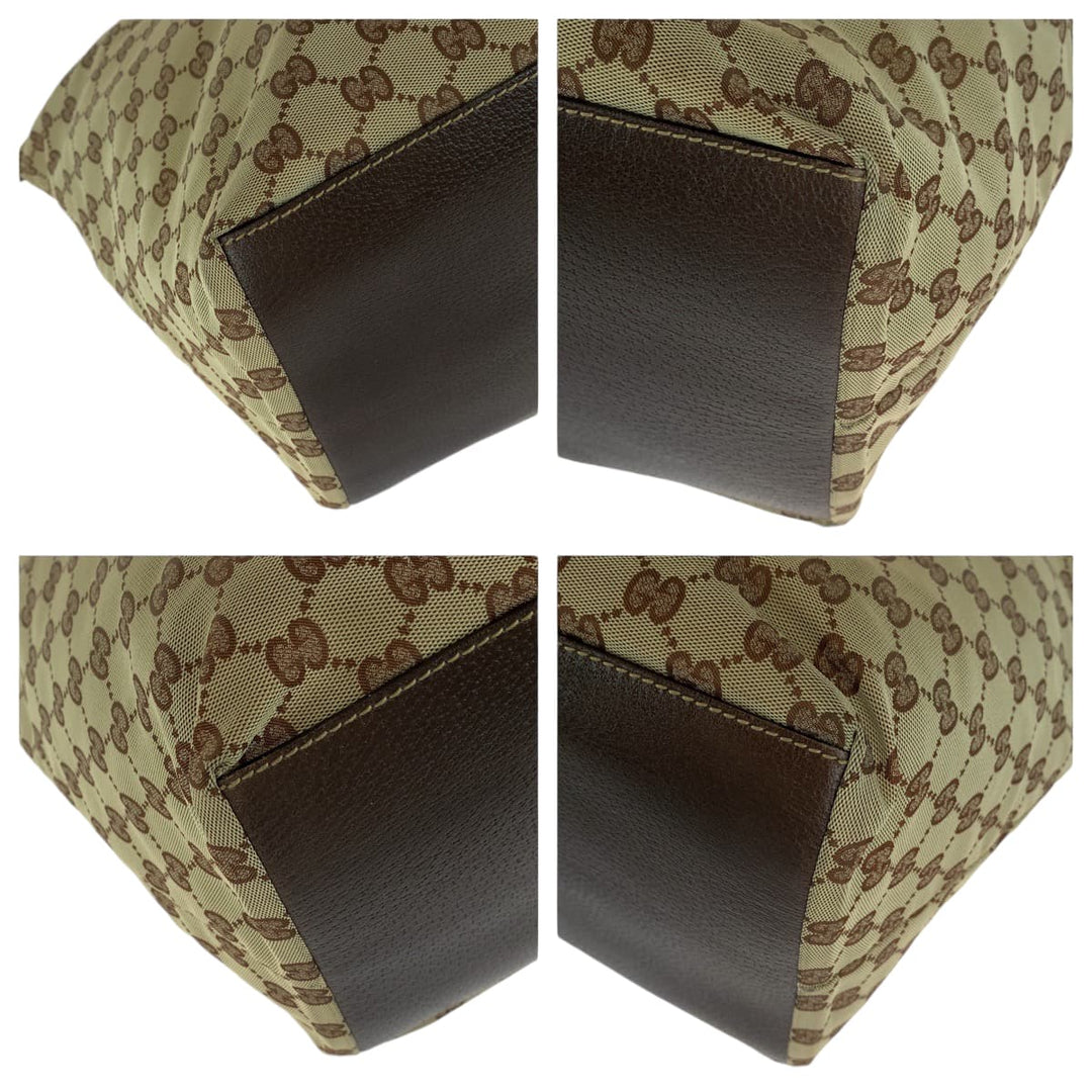 GUCCI Tote Bag 131231 GG canvas Brown Red Green Soft Tote Bag Handbag Shoulder Bag Sherry line Women Used Authentic