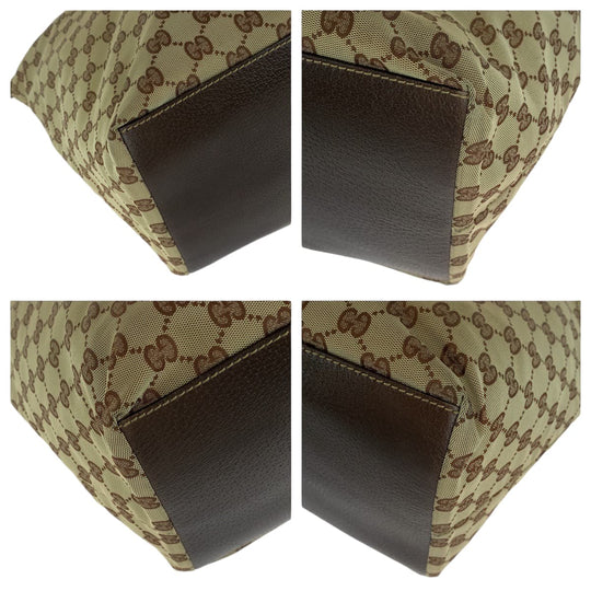 GUCCI Tote Bag 131231 GG canvas Brown Red Green Soft Tote Bag Handbag Shoulder Bag Sherry line Women Used Authentic