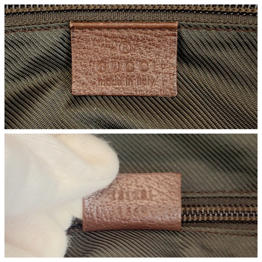 GUCCI Tote Bag 131231 GG canvas Brown Red Green Soft Tote Bag Handbag Shoulder Bag Sherry line Women Used Authentic