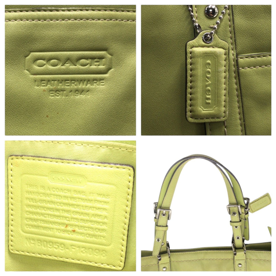 COACH Tote Bag B0959 F13098 leather Green light green Tote Bag handbag Women Used Authentic
