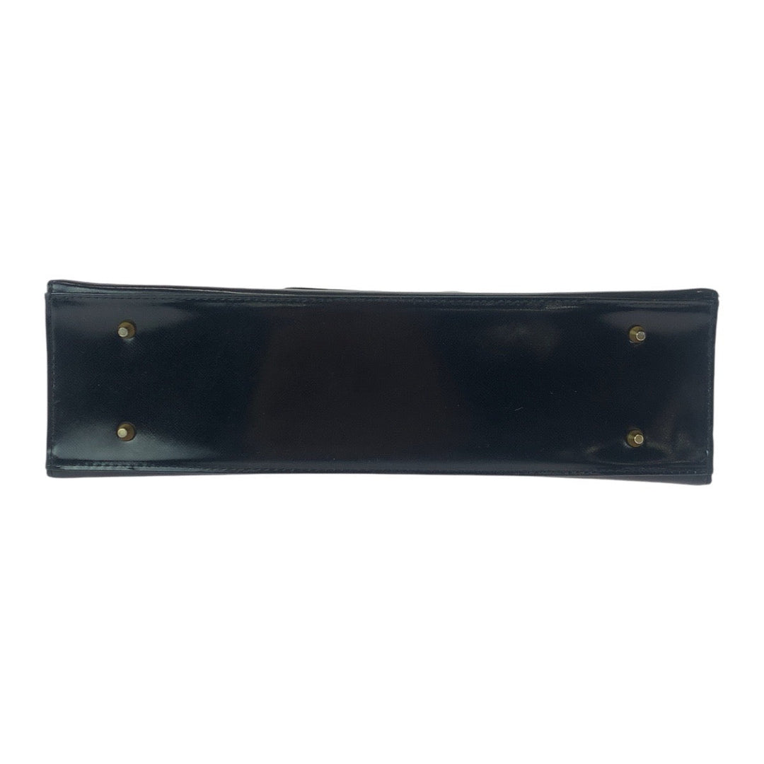 Yves Saint Laurent Tote Bag leather Black GoldMetal Tote Bag handbag YSL Women Used Authentic