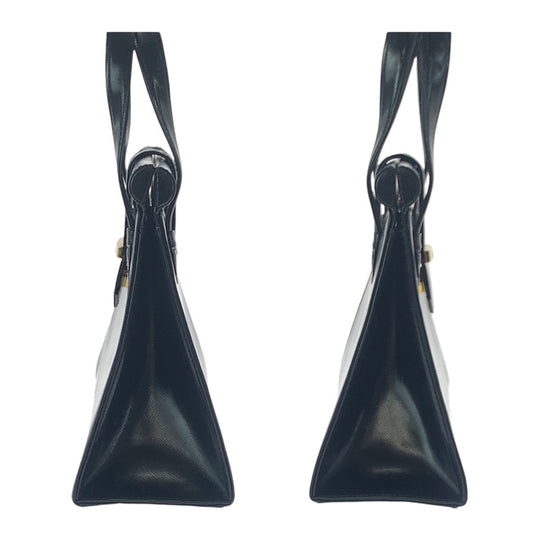 Yves Saint Laurent Tote Bag leather Black GoldMetal Tote Bag handbag YSL Women Used Authentic