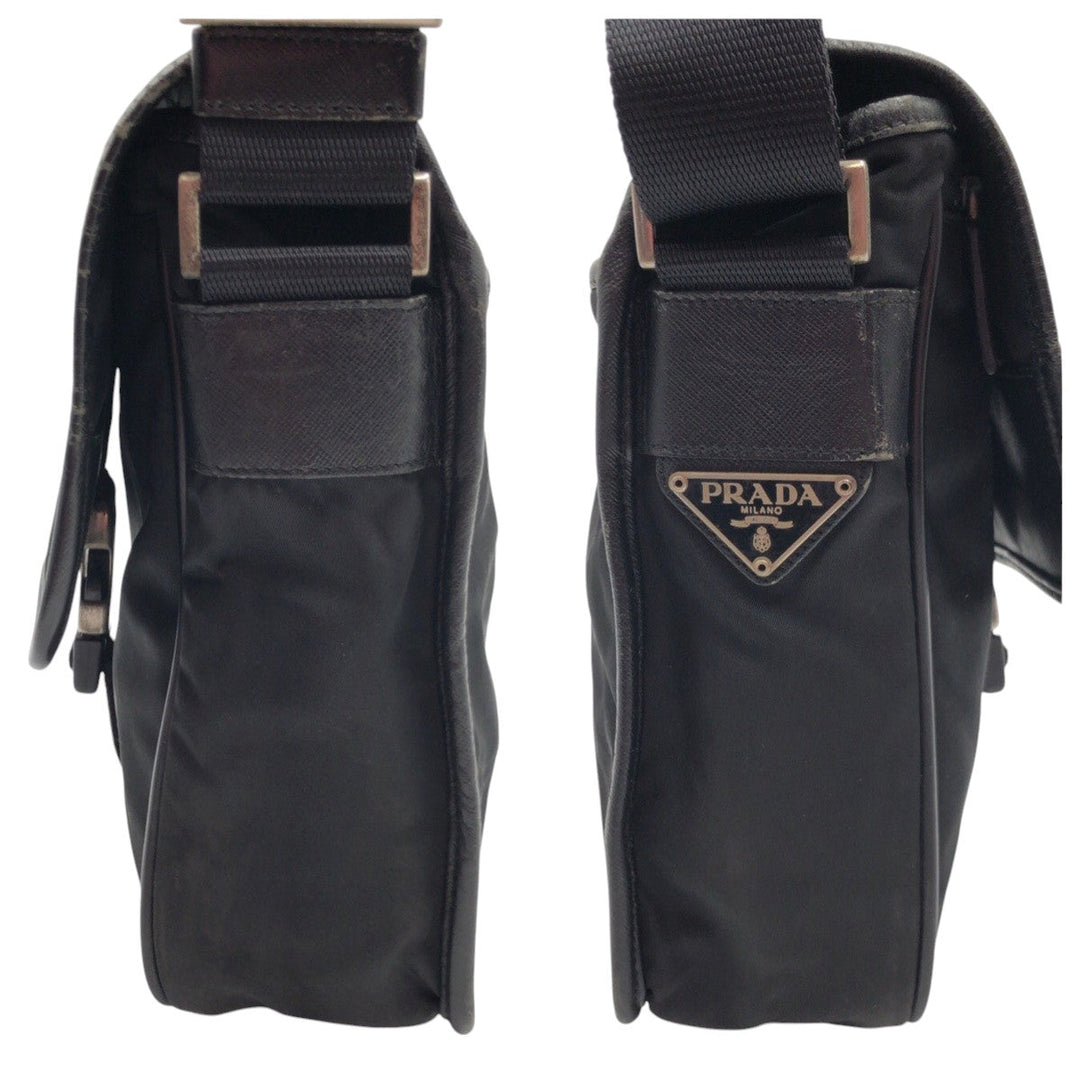 PRADA Shoulder Bag Nylon Black black Shoulder bag Messenger bag Test Triangular logo mens Used Authentic