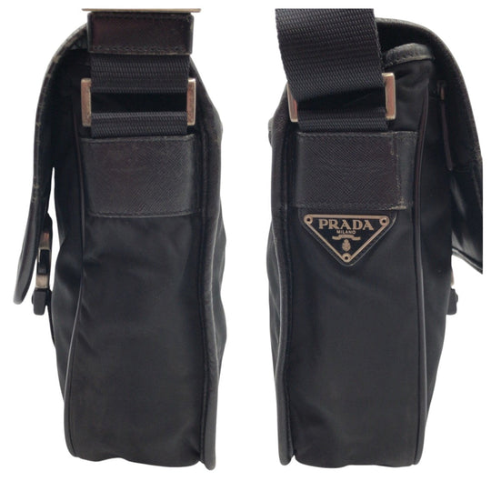 PRADA Shoulder Bag Nylon Black black Shoulder bag Messenger bag Test Triangular logo mens Used Authentic