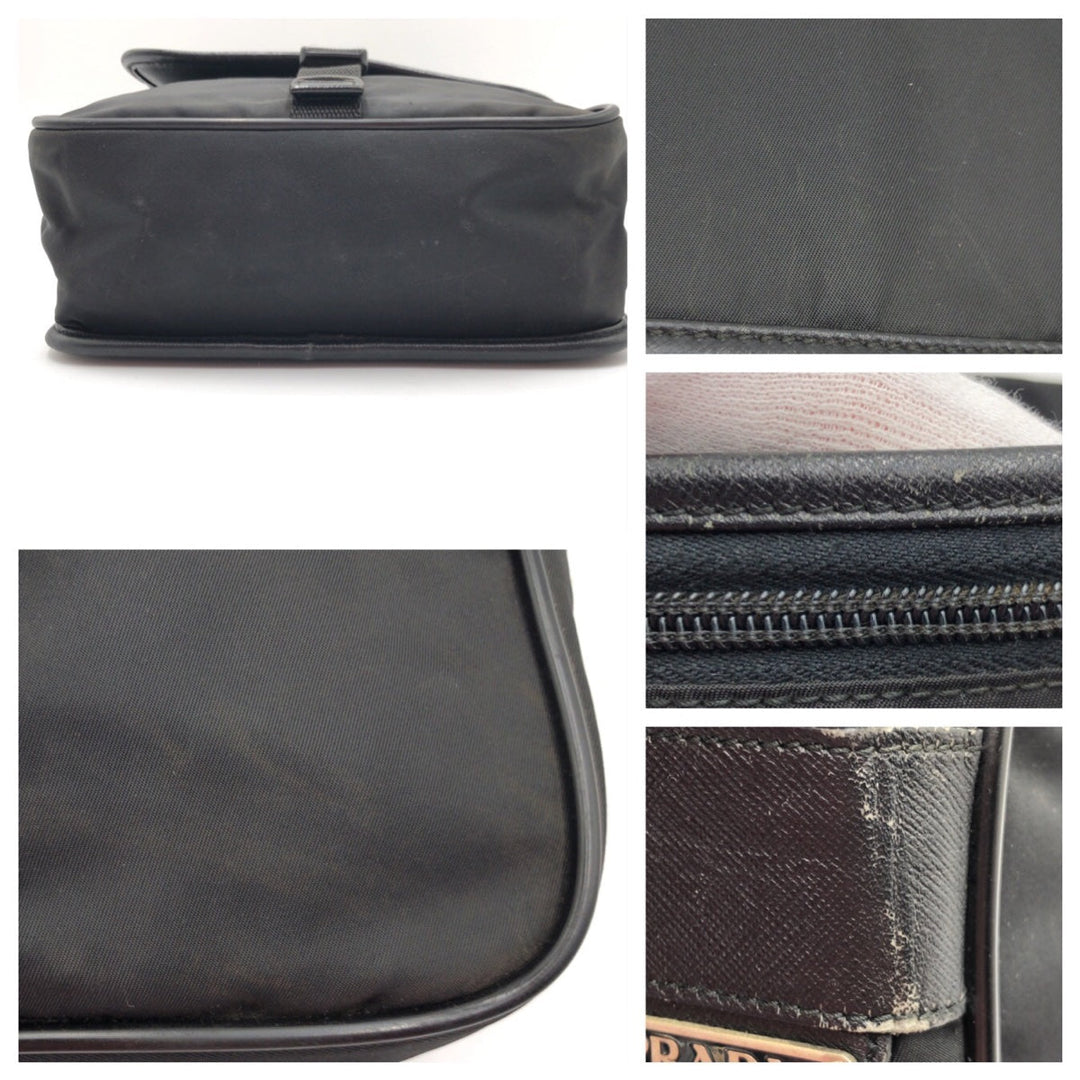 PRADA Shoulder Bag Nylon Black black Shoulder bag Messenger bag Test Triangular logo mens Used Authentic