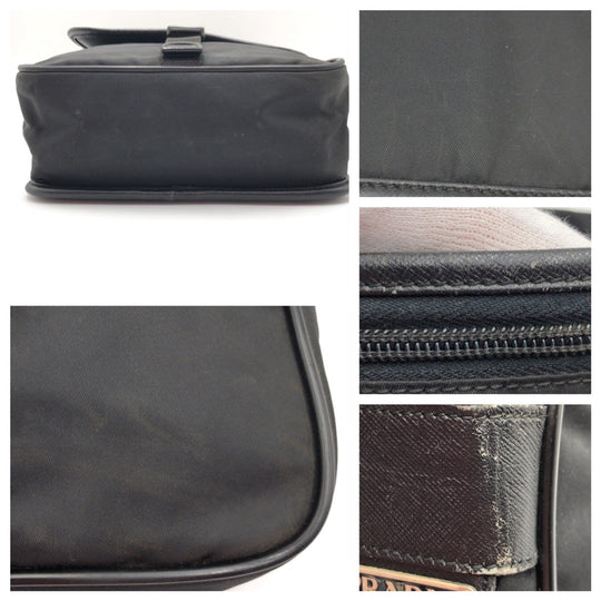 PRADA Shoulder Bag Nylon Black black Shoulder bag Messenger bag Test Triangular logo mens Used Authentic
