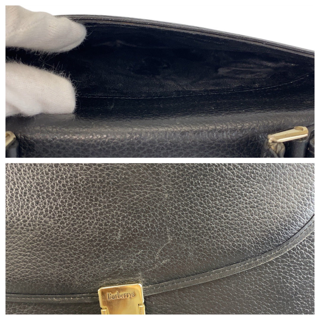 FENDI Handbag leather Black GoldMetal Handbag macaroni Women Used Authentic