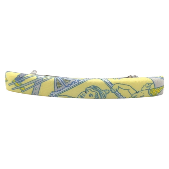 HERMES Valletta silk Yellow Light Blue SilverMetal Valletta hair accessories Women Used Authentic