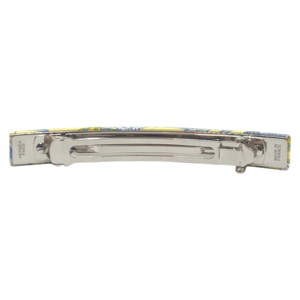 HERMES Valletta silk Yellow Light Blue SilverMetal Valletta hair accessories Women Used Authentic