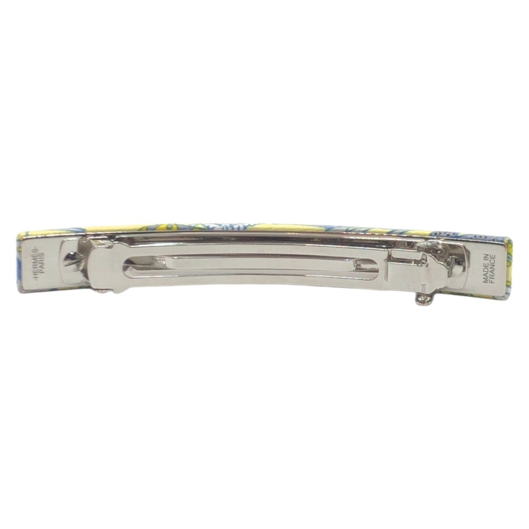 HERMES Valletta silk Yellow Light Blue SilverMetal Valletta hair accessories Women Used Authentic