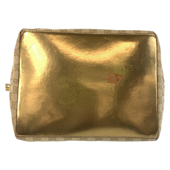 GUCCI Tote Bag 131231 GG canvas Beige Gold GoldMetal Tote Bag Shoulder Bag Women Used Authentic