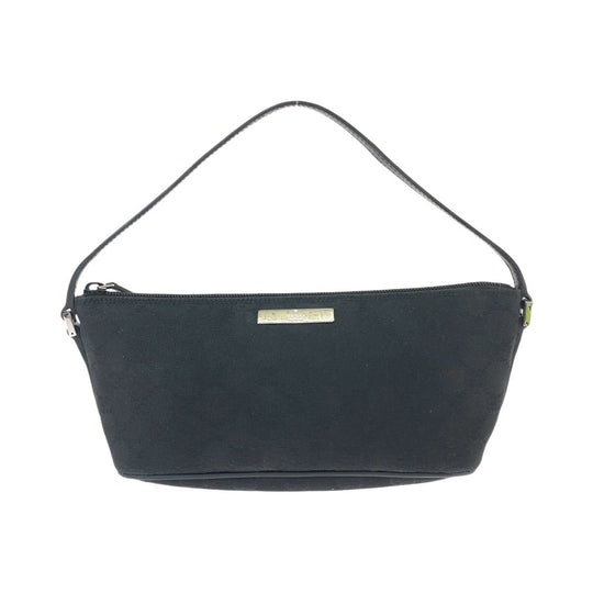 GUCCI Shoulder Bag 7198 GG canvas Black SilverMetal Shoulder Bag accessory pouch Women Used Authentic
