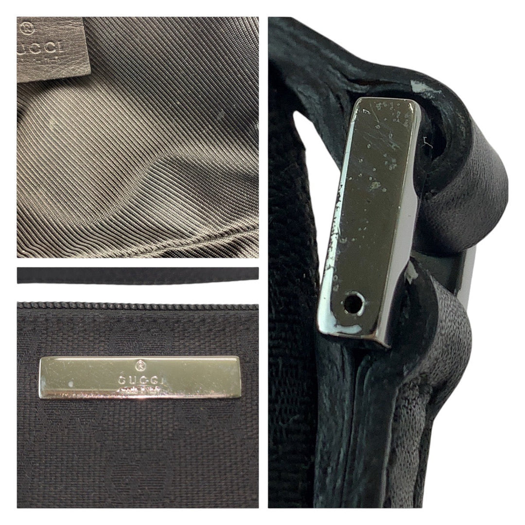 GUCCI Shoulder Bag 7198 GG canvas Black SilverMetal Shoulder Bag accessory pouch Women Used Authentic