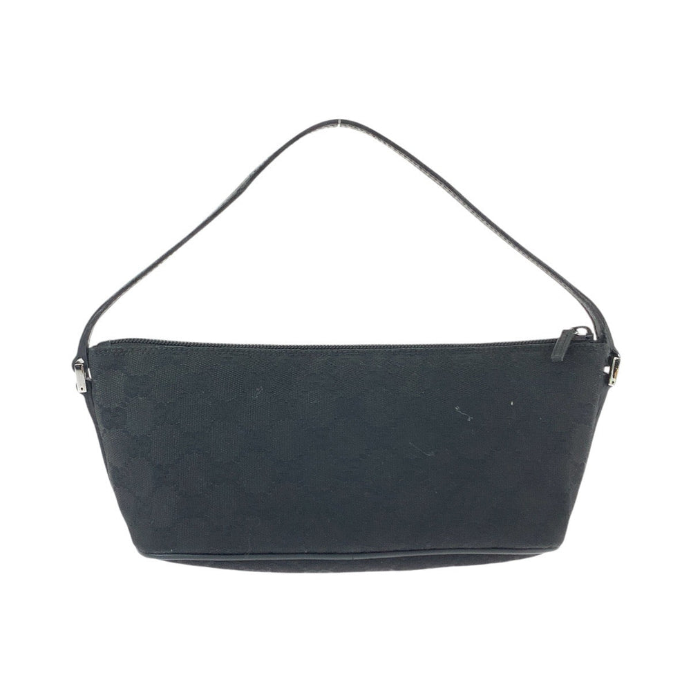 GUCCI Shoulder Bag 7198 GG canvas Black SilverMetal Shoulder Bag accessory pouch Women Used Authentic