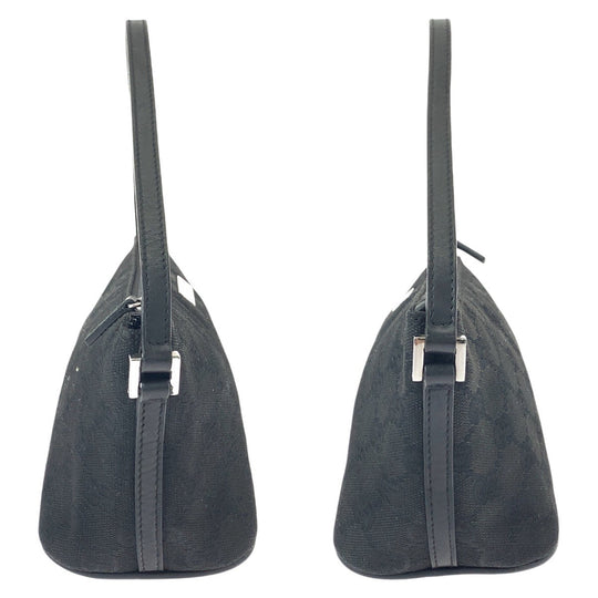 GUCCI Shoulder Bag 7198 GG canvas Black SilverMetal Shoulder Bag accessory pouch Women Used Authentic