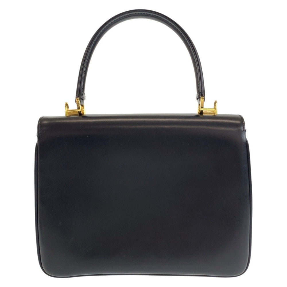 BALLY Handbag leather Black GoldMetal Handbag Shoulder Bag 2way Women Used Authentic