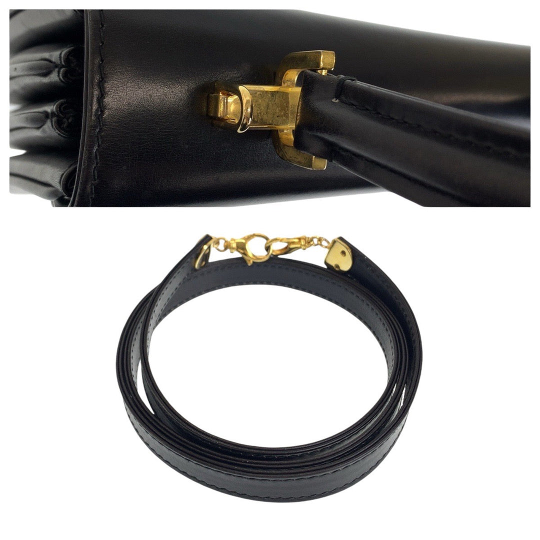 BALLY Handbag leather Black GoldMetal Handbag Shoulder Bag 2way Women Used Authentic
