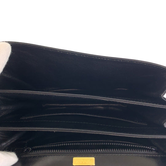 BALLY Handbag leather Black GoldMetal Handbag Shoulder Bag 2way Women Used Authentic
