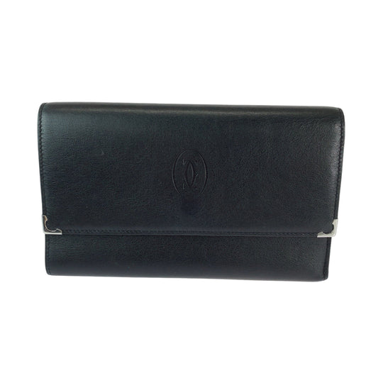 CARTIER Long Wallet Purse Calfskin Black Bordeaux SilverMetal Long Wallet Purse Must Line Cabochon de Cartier mens Used Authentic