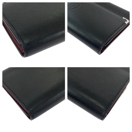 CARTIER Long Wallet Purse Calfskin Black Bordeaux SilverMetal Long Wallet Purse Must Line Cabochon de Cartier mens Used Authentic