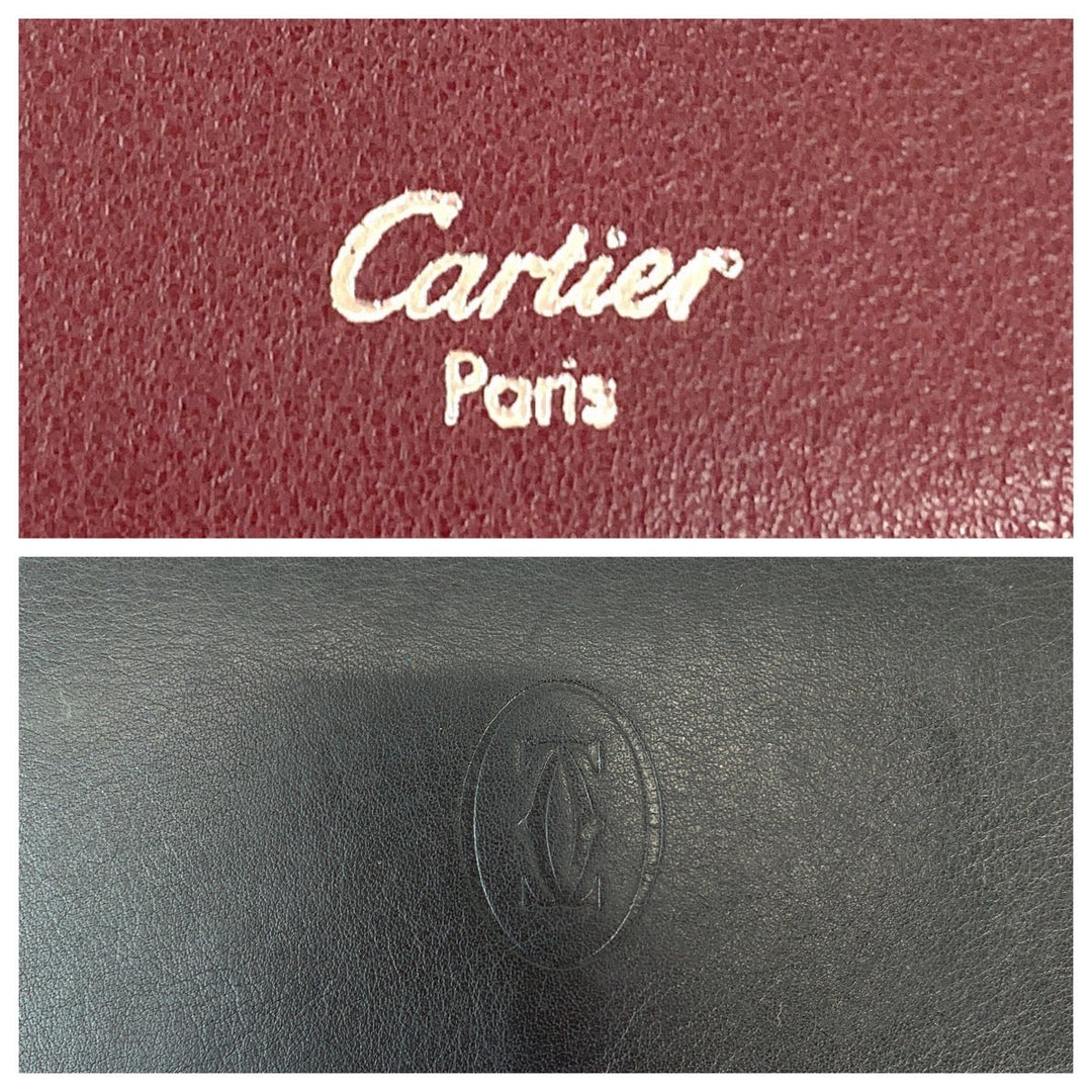 CARTIER Long Wallet Purse Calfskin Black Bordeaux SilverMetal Long Wallet Purse Must Line Cabochon de Cartier mens Used Authentic