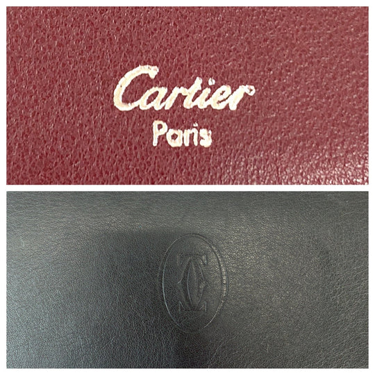 CARTIER Long Wallet Purse Calfskin Black Bordeaux SilverMetal Long Wallet Purse Must Line Cabochon de Cartier mens Used Authentic