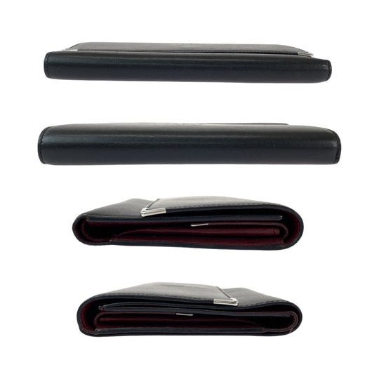CARTIER Long Wallet Purse Calfskin Black Bordeaux SilverMetal Long Wallet Purse Must Line Cabochon de Cartier mens Used Authentic