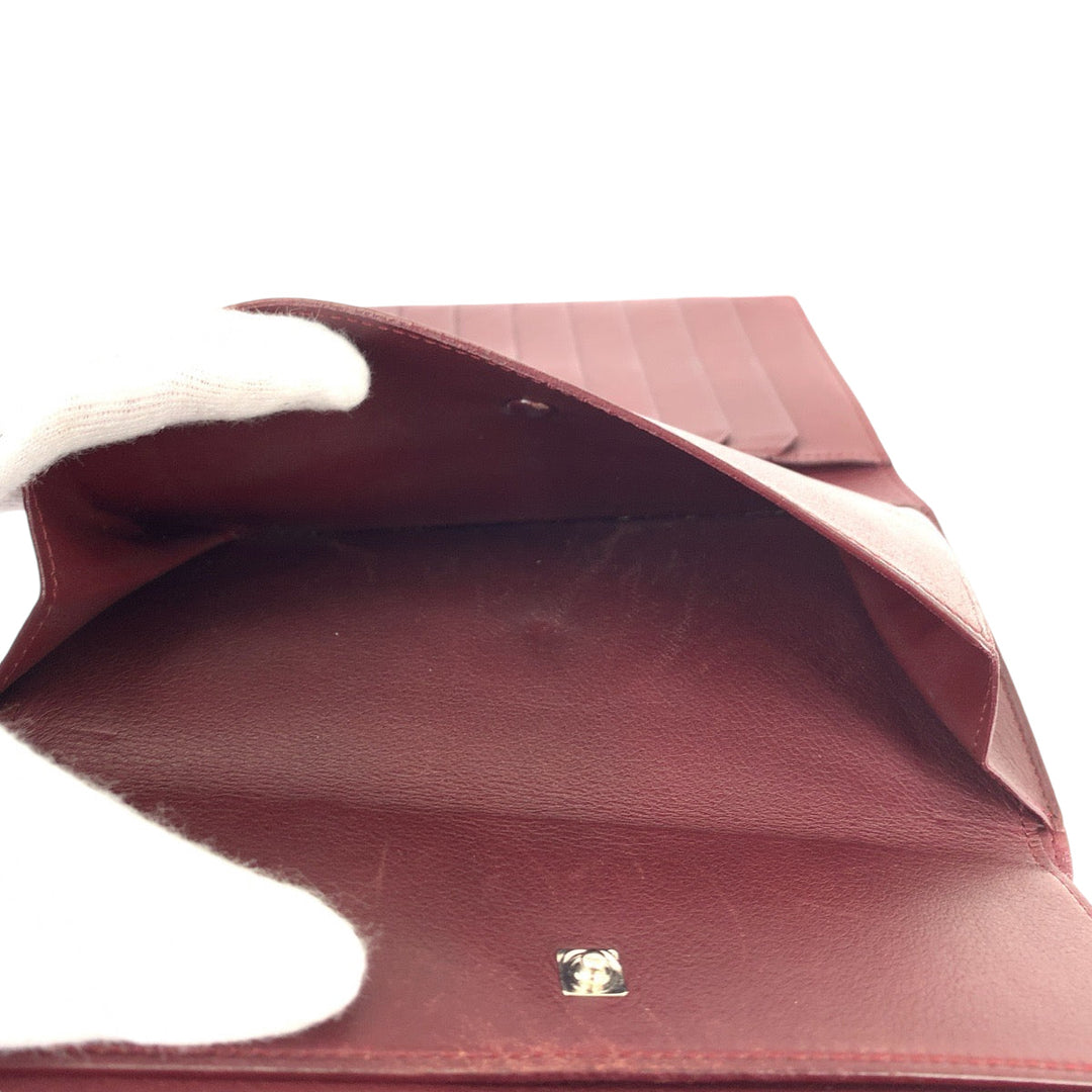 CARTIER Long Wallet Purse Calfskin Black Bordeaux SilverMetal Long Wallet Purse Must Line Cabochon de Cartier mens Used Authentic