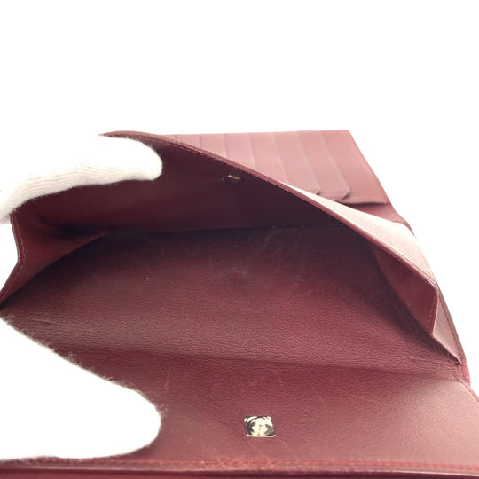 CARTIER Long Wallet Purse Calfskin Black Bordeaux SilverMetal Long Wallet Purse Must Line Cabochon de Cartier mens Used Authentic