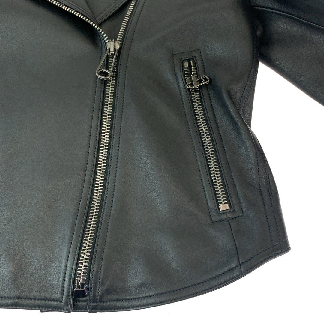 FENDI Riders jacket lambskin Black Brown SilverMetal Riders jacket Zucca Pattern Women Used Authentic
