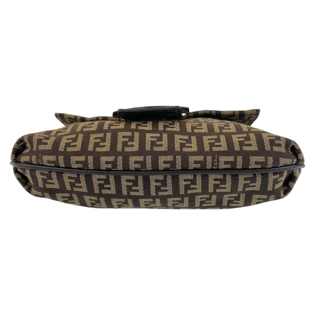FENDI Shoulder Bag canvas Brown Silver Metal Crossbody Shoulder Bag Pochette Zucchino Kamsepochet Women Used Authentic