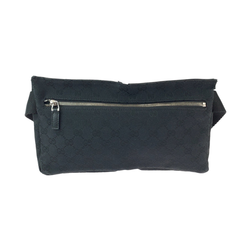 GUCCI Sling bag 28566 GG canvas Black SilverMetal Bomb Bag Waist Bag mens Used Authentic