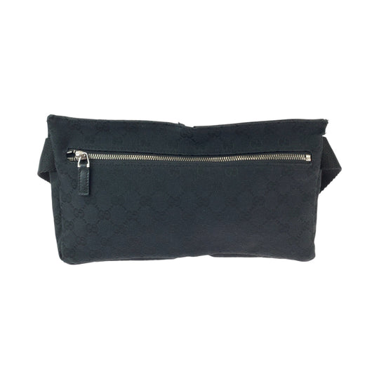 GUCCI Sling bag 28566 GG canvas Black SilverMetal Bomb Bag Waist Bag mens Used Authentic