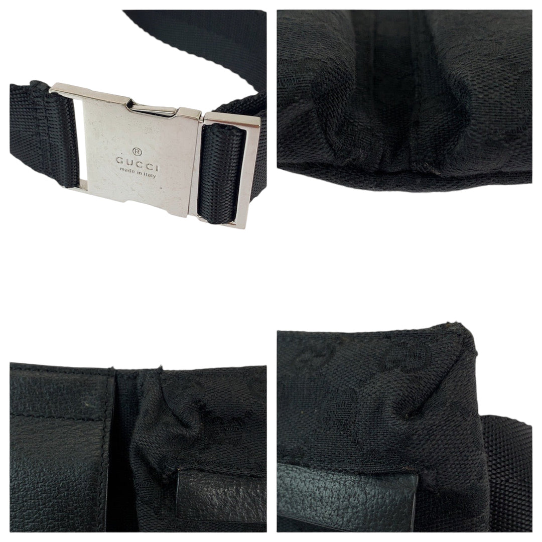 GUCCI Sling bag 28566 GG canvas Black SilverMetal Bomb Bag Waist Bag mens Used Authentic