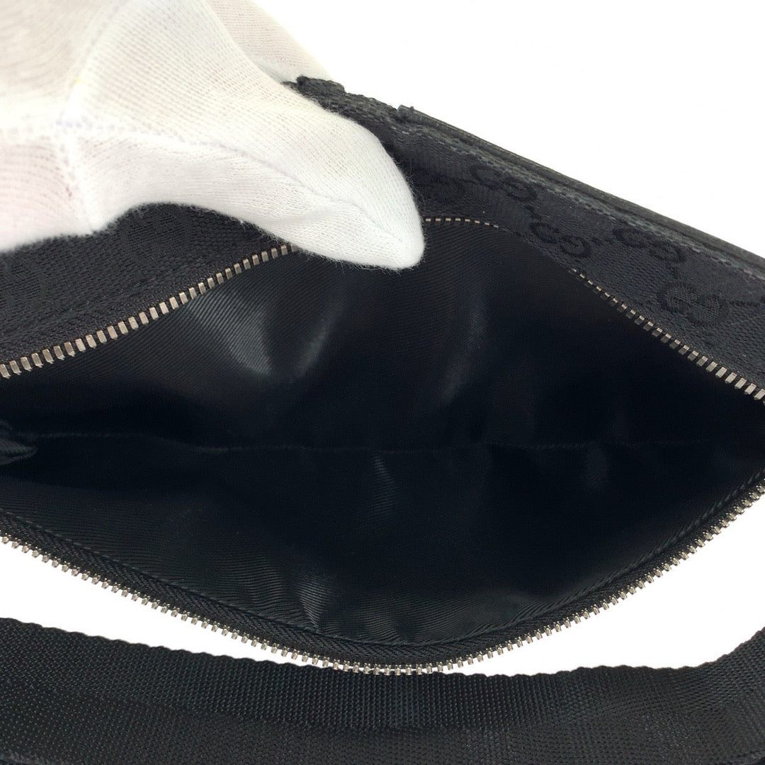 GUCCI Sling bag 28566 GG canvas Black SilverMetal Bomb Bag Waist Bag mens Used Authentic